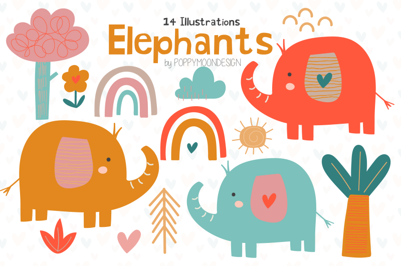 elephants-clipart-set
