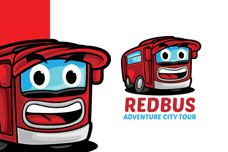 red-bus-tour-mascot-logo-template