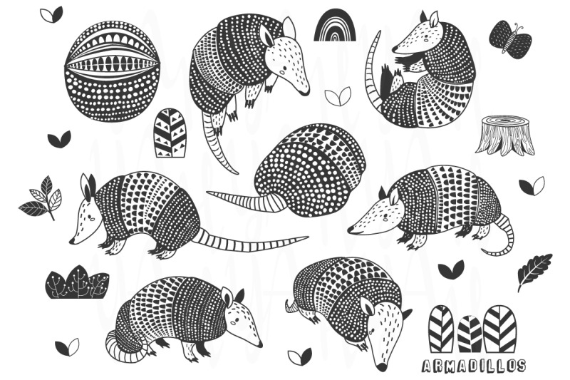 cute-armadillos-doodles-collection