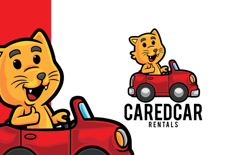 red-car-cat-rental-car-logo-template