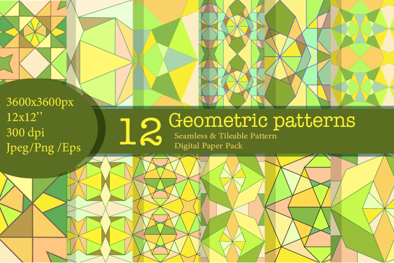 green-geometric-digital-paper-and-seamless-pattern