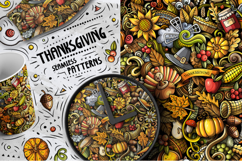 7-thanksgiving-cartoon-seamless-patterns