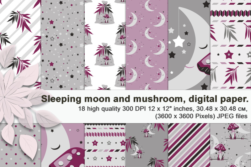 sleeping-moon-and-mushroom-seamless-patterns