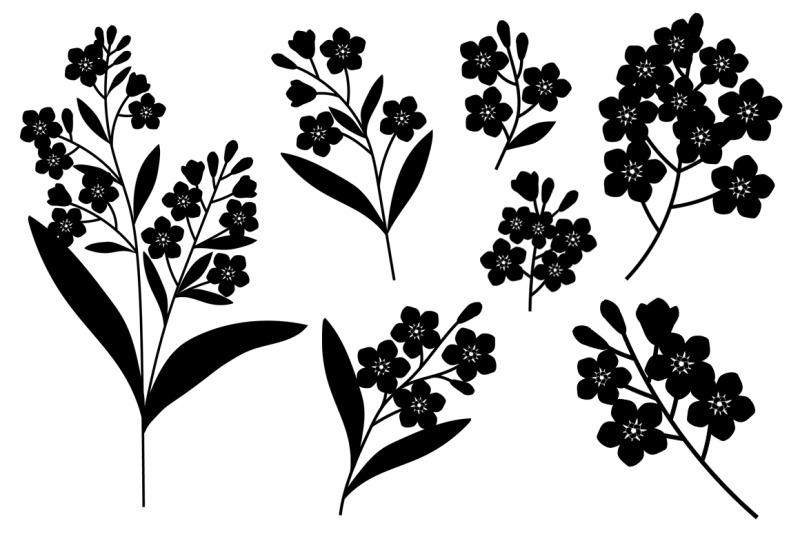 flowers-silhouettes-vector-flower-forget-me-not-flower-svg