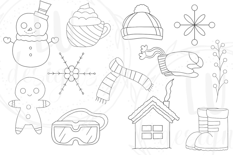 winter-doodles-clipart-winter-clothes-graphics-snowflake-vectors