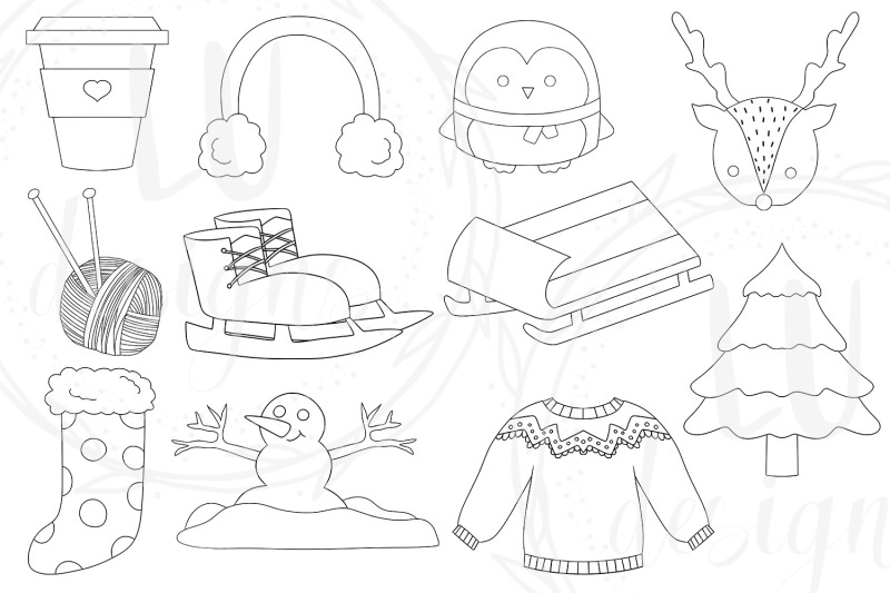 winter-doodles-clipart-winter-clothes-graphics-snowflake-vectors