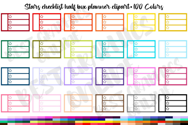 100-stars-checklist-notes-half-box-clipart