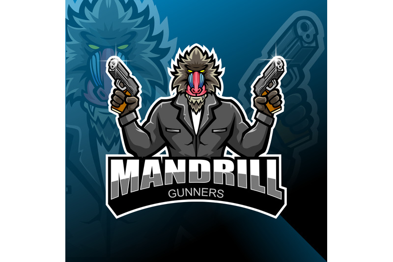 mandrill-gunner-esport-mascot-logo-design