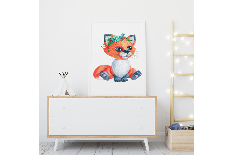 fox-woodland-watercolor-nursery