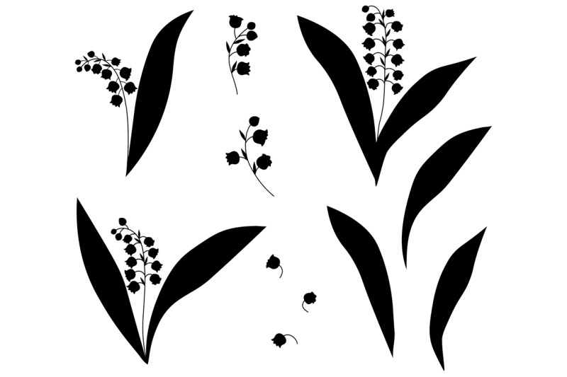 lilies-of-the-valley-flowers-silhouettes-vector-illustration