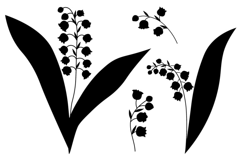 lilies-of-the-valley-flowers-silhouettes-vector-illustration