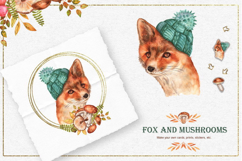 fox-and-mushrooms-watercolor-set