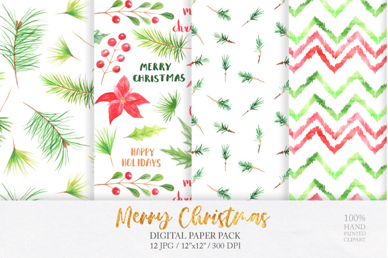 watercolor-christmas-digital-papers-pack