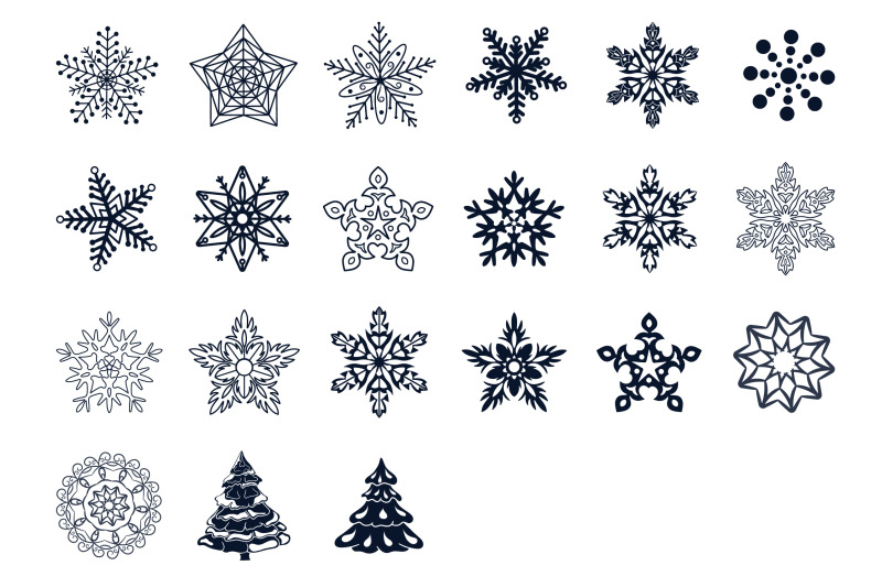 silhouettes-of-snowflakes-and-christmas-trees