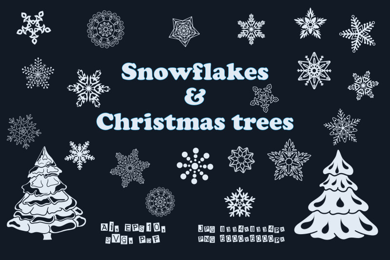 silhouettes-of-snowflakes-and-christmas-trees