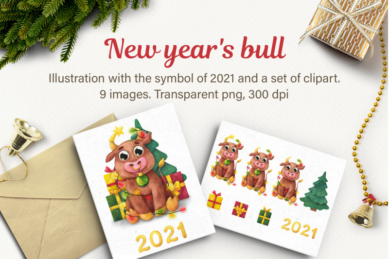 new-year-039-s-bull-watercolor-happy-new-year-cute-bulls-clipart-symbol-of-a-year-2021-merry-christmas-clipart-funny-bulls-cute-animal