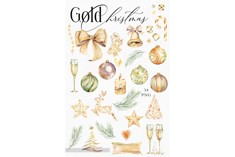 gold-christmas-decor-clipart-watercolor-christmas-png-champagne-glass
