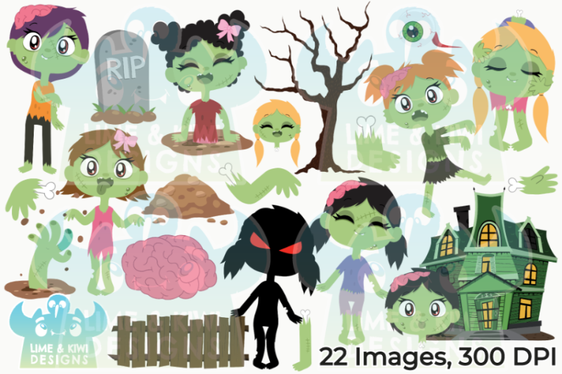 zombie-girls-clipart-lime-and-kiwi-designs