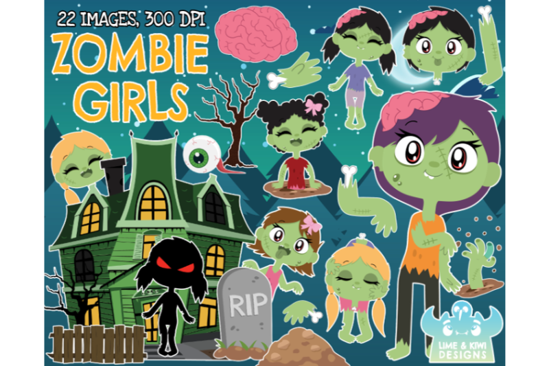 zombie-girls-clipart-lime-and-kiwi-designs