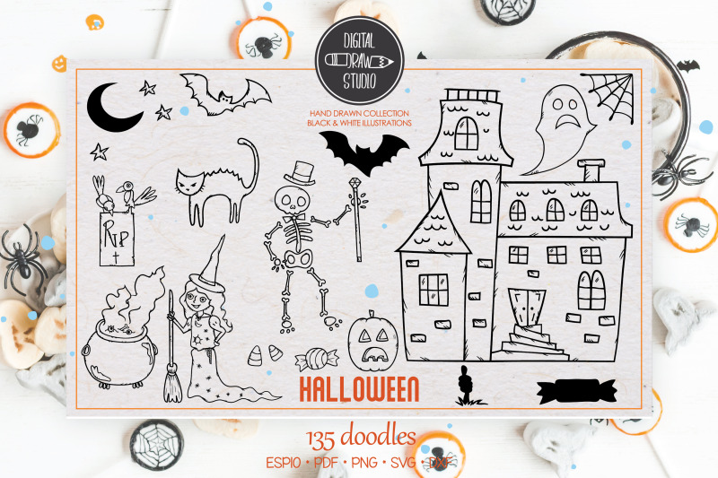 halloween-doodles-monster-character-pumpkin-haunted-house