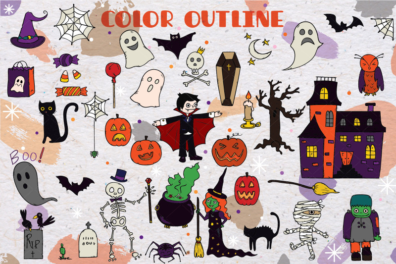 halloween-color-doodles-monster-character-pumpkin-haunted-house