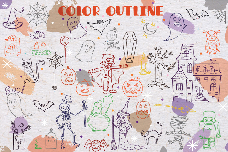 halloween-color-doodles-monster-character-pumpkin-haunted-house