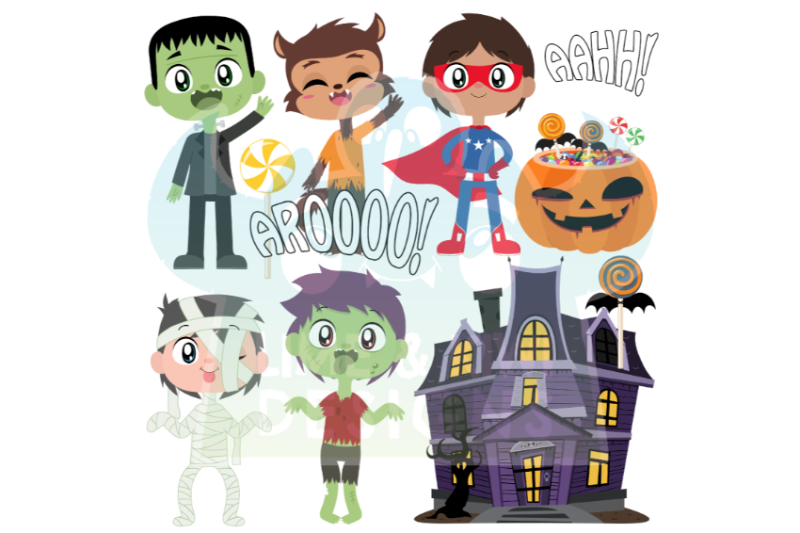 trick-or-treaters-clipart-boys-lime-and-kiwi-designs