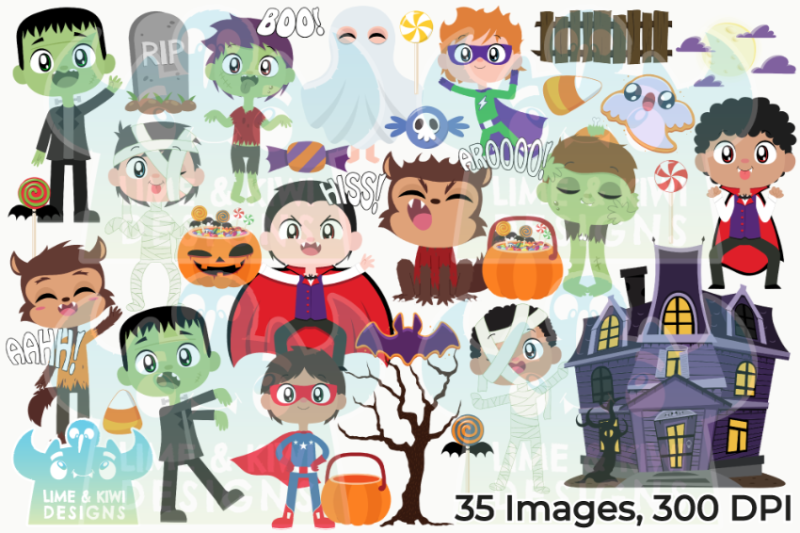 trick-or-treaters-clipart-boys-lime-and-kiwi-designs