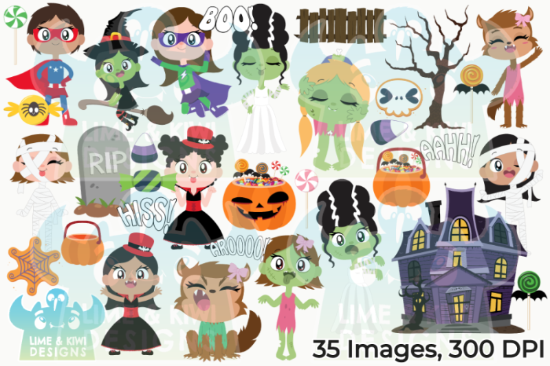 trick-or-treaters-clipart-girls-lime-and-kiwi-designs