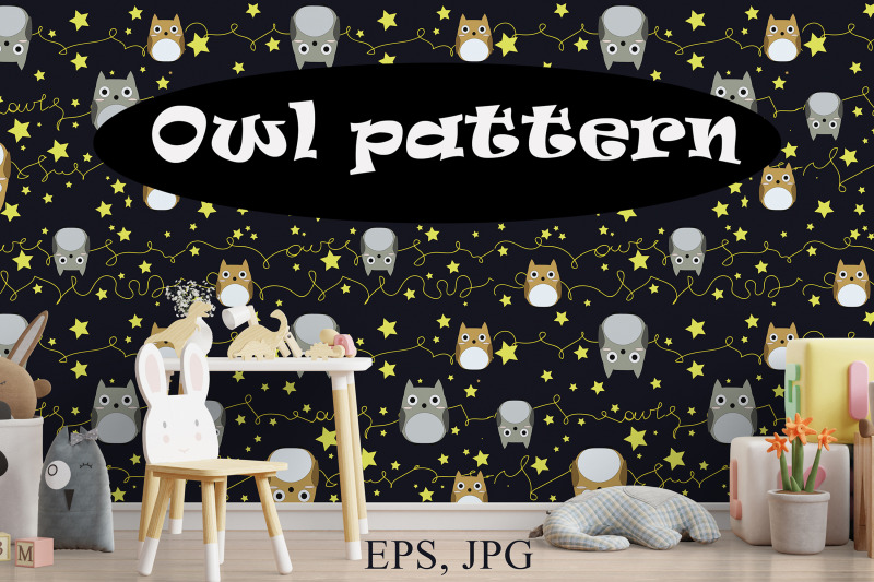seamless-vector-pattern-with-cute-owls-digital-paper