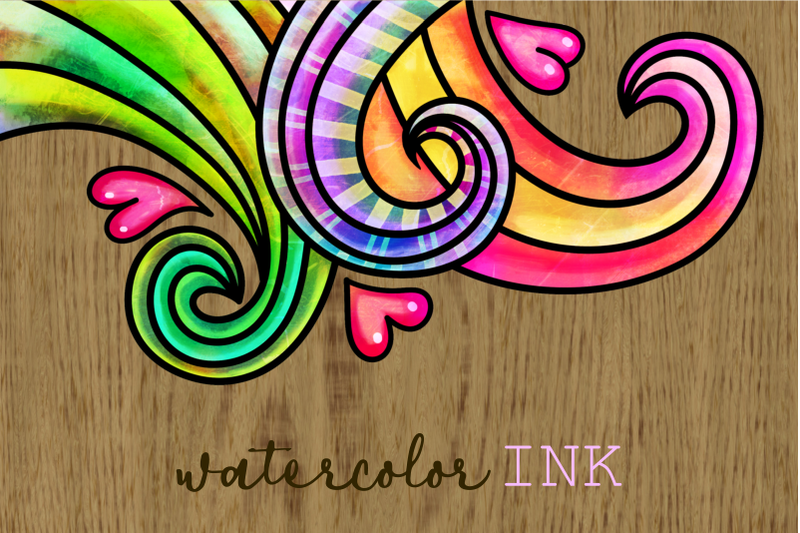 swirly-doodle-watercolor-ink-borders