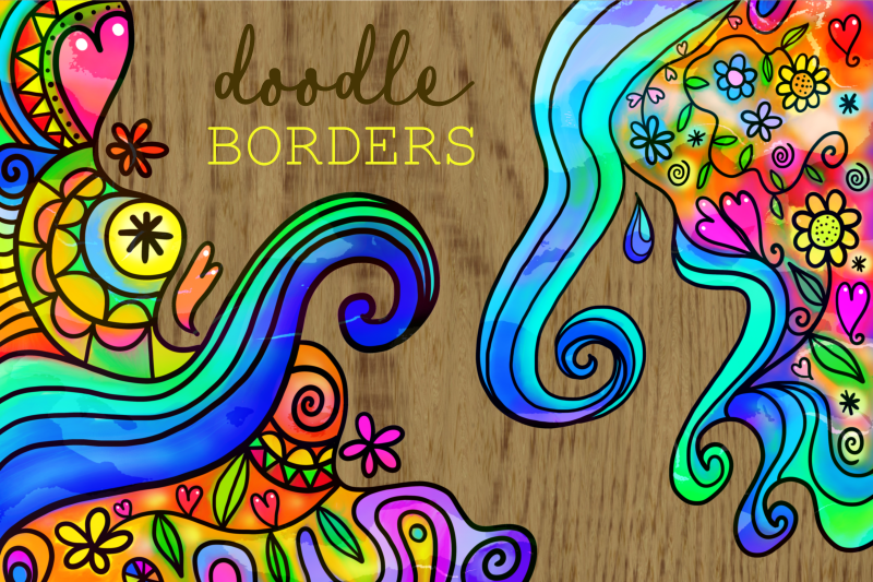 watercolor-ink-folk-art-doodle-borders