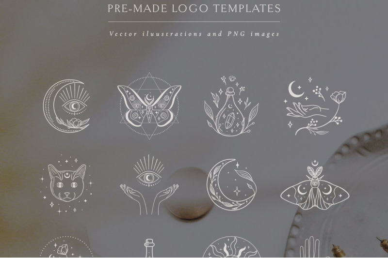 logo-illustrations-white-color-esoteric-mystic-symbols-flowers