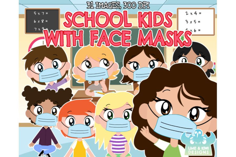 school-kids-with-face-masks-clipart-lime-and-kiwi-designs
