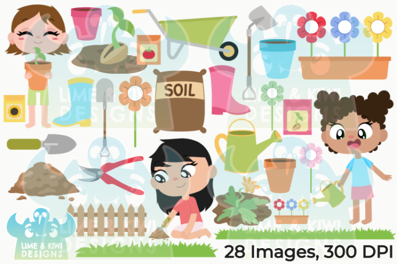 gardening-girls-clipart-lime-and-kiwi-designs