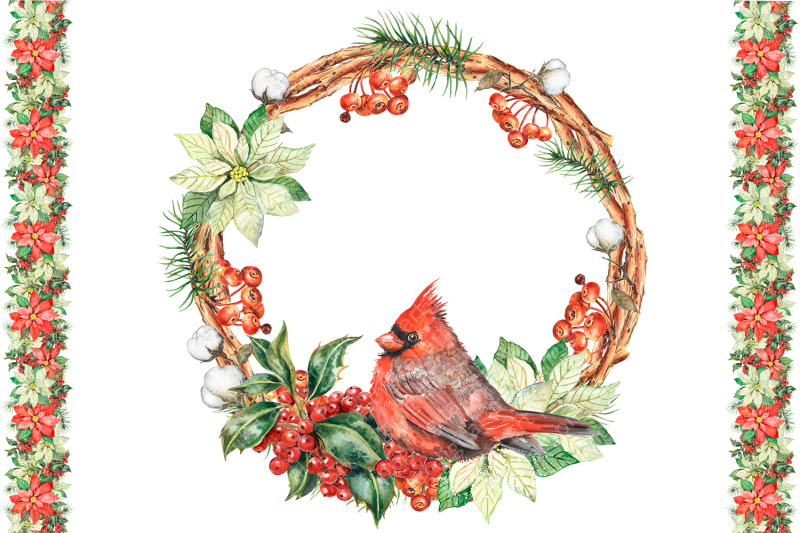 winter-birds-watercolor-clipart-christmas-decor-decorative-frames