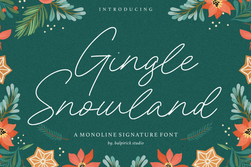 gingle-snowland-monoline-signature-font