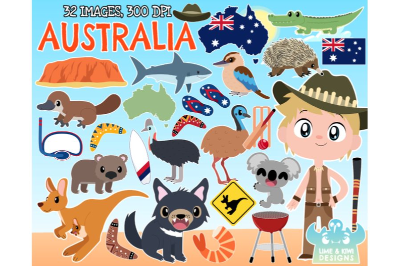 australia-clipart-lime-and-kiwi-designs