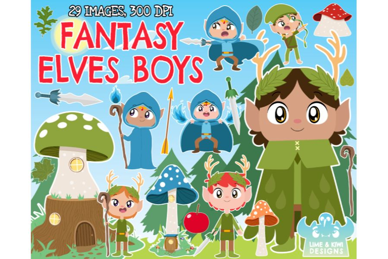 fantasy-elves-boys-clipart-lime-and-kiwi-designs