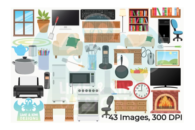 around-the-house-2-kitchen-livingroom-office-clipart