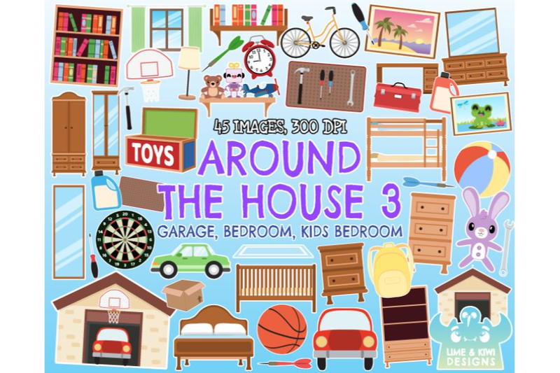 around-the-house-3-adults-bedroom-kids-bedroom-garage-clipart