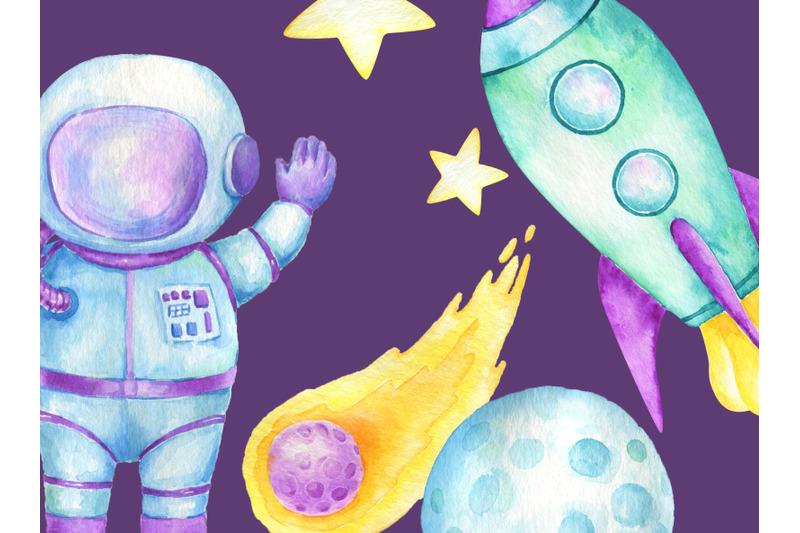 watercolor-space-clipart-planets-clip-art-astronaut-rocket-flying-sa