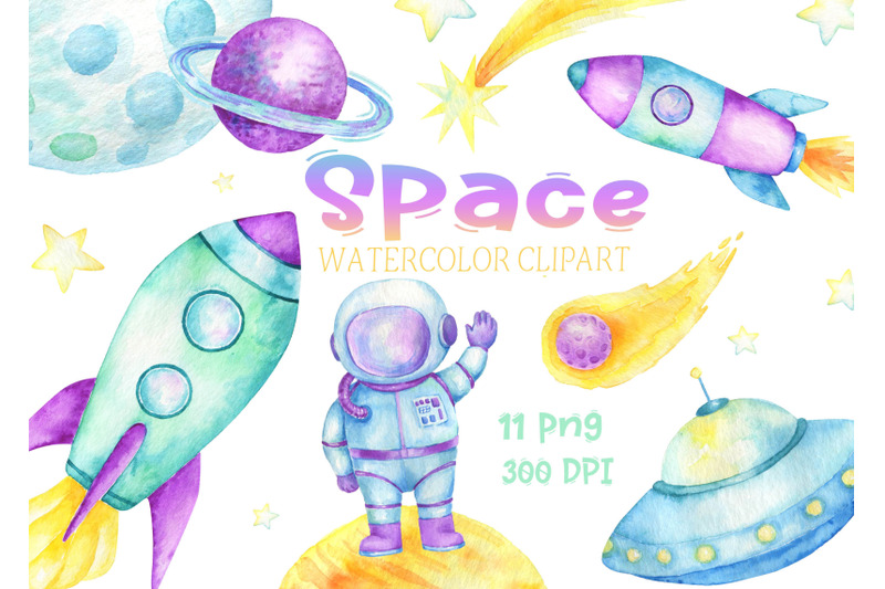 watercolor-space-clipart-planets-clip-art-astronaut-rocket-flying-sa