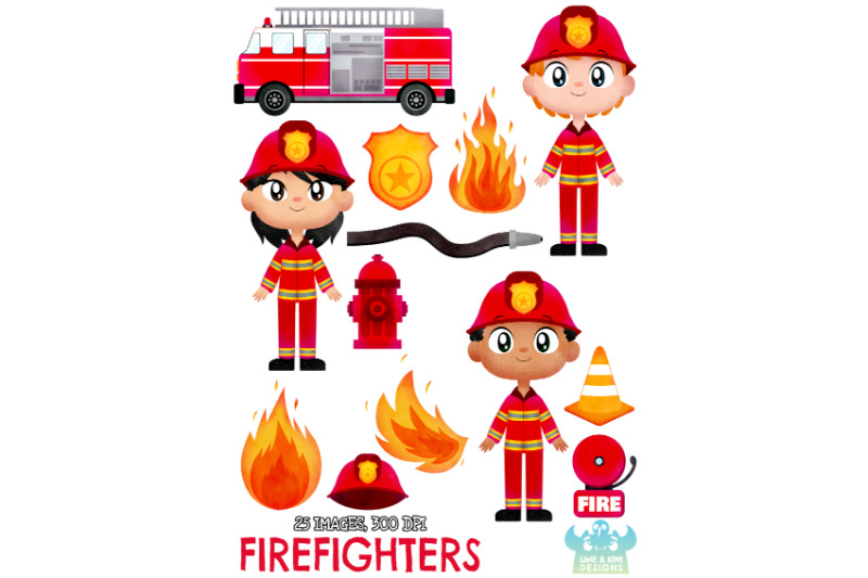 firefighter-watercolor-clipart-lime-and-kiwi-designs