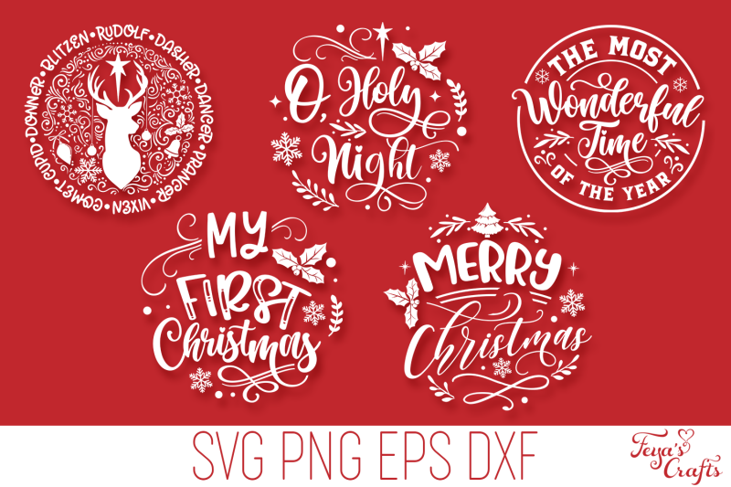 Download Round Christmas Ornaments SVG Pack | Round Sign SVG Cricut ...