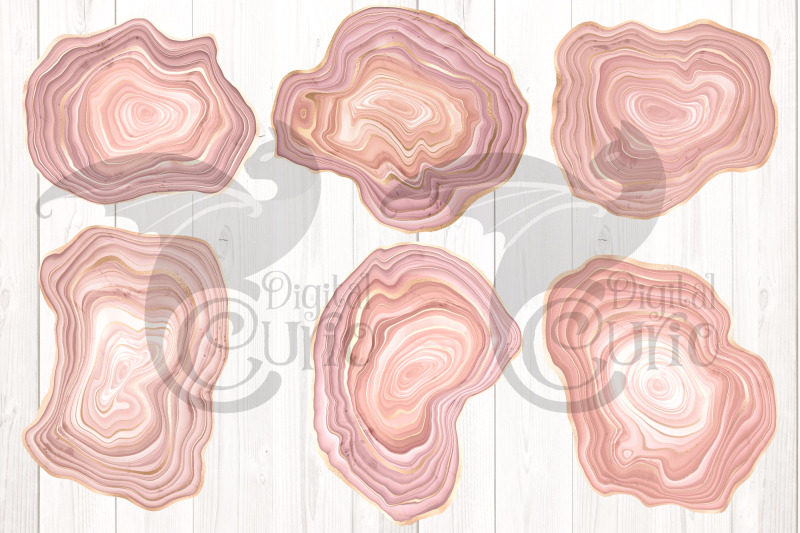 watercolor-rose-gold-agate-clipart