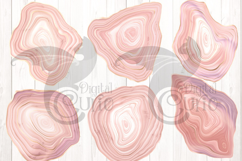 watercolor-rose-gold-agate-clipart