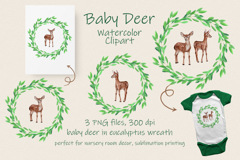 baby-deer-in-eucalyptus-wreath-watercolor-clipart