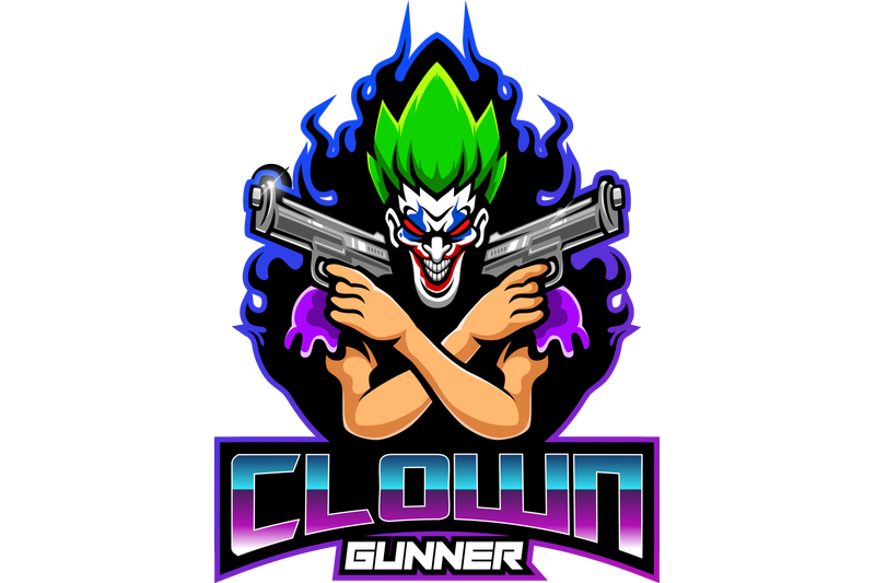 clown-gunner-esport-mascot-logo