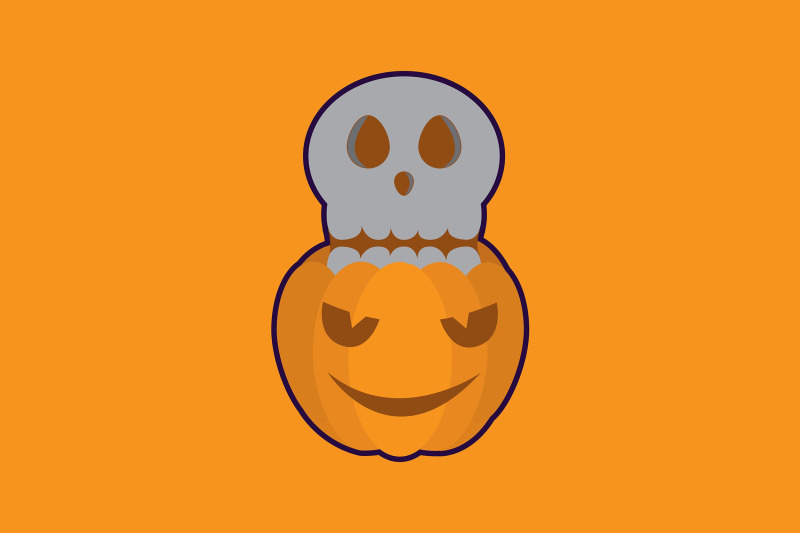 halloween-icon-with-yellow-pumpkin-and-skull